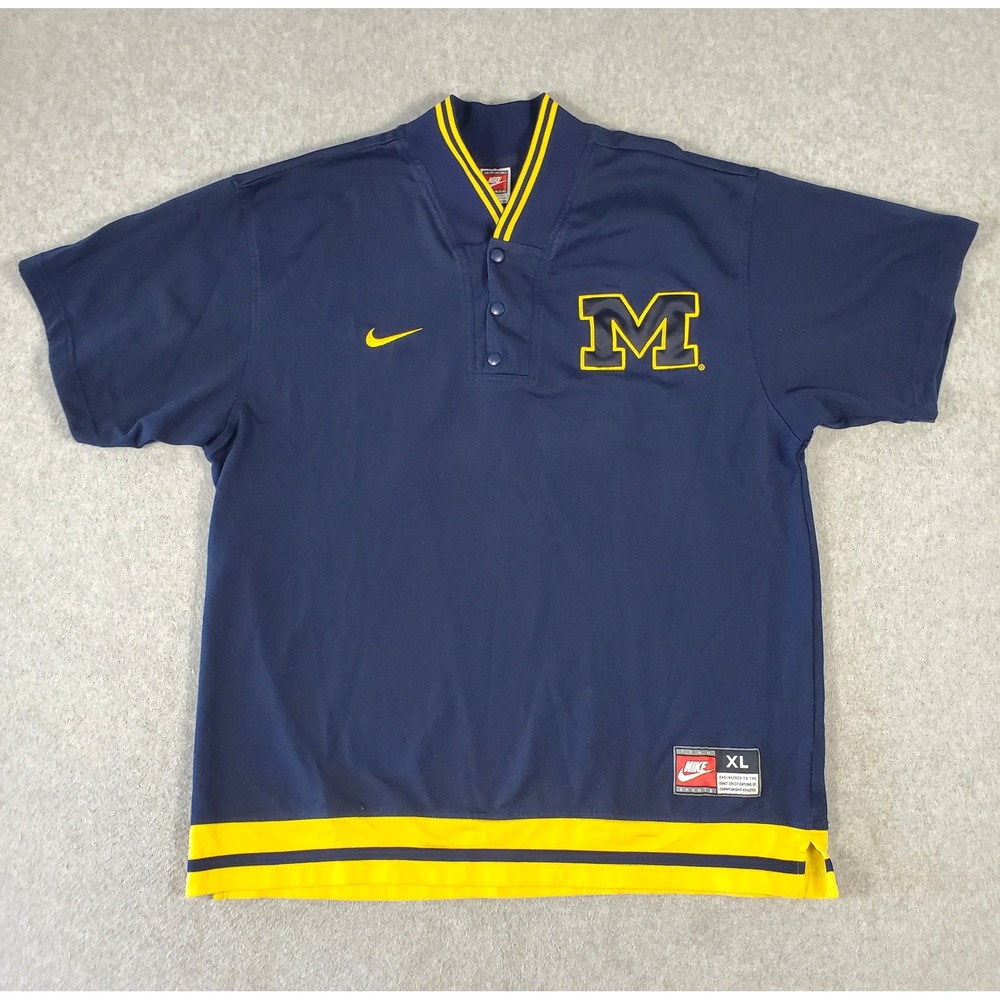 Vintage Nike Michigan Wolverines Pullover Jersey Shirt Navy Blue Yellow Mens XL